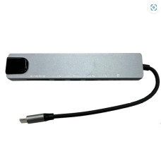 HUB TYPE C 8X1      USB C/RJ45/USB 3.0/HDMI/CARTAO