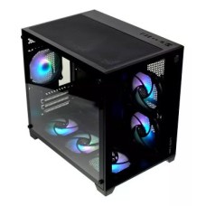 GABINETE CUBE KIRRA BLACK LED RGB COM 4 FAN